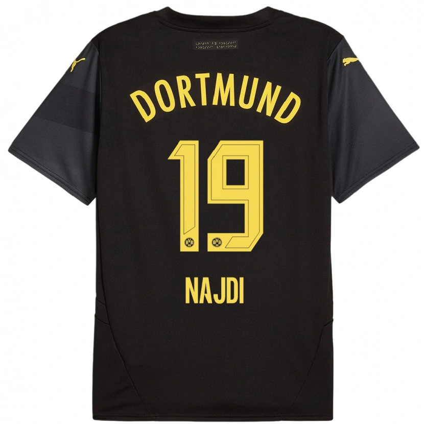 Danxen Kinderen Ahmad Najdi #19 Zwart Geel Uitshirt Uittenue 2024/25 T-Shirt