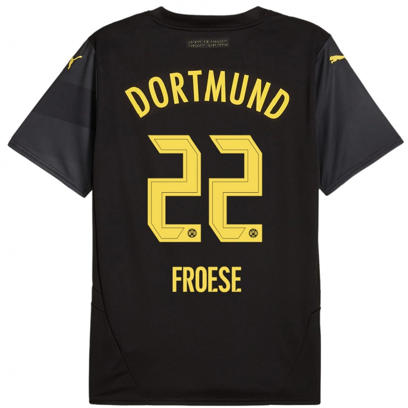 Danxen Kinderen Julien Froese #22 Zwart Geel Uitshirt Uittenue 2024/25 T-Shirt