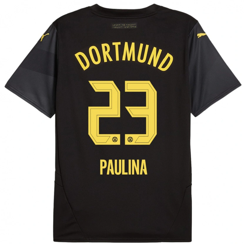 Danxen Kinderen Jordi Paulina #23 Zwart Geel Uitshirt Uittenue 2024/25 T-Shirt