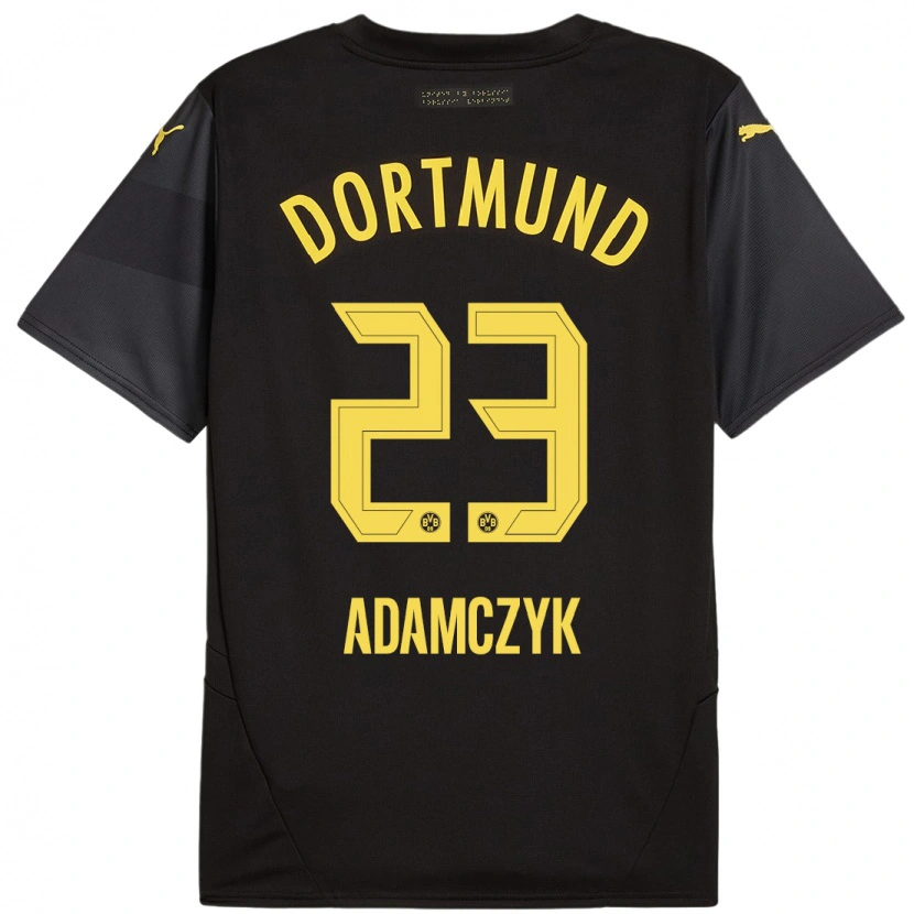 Danxen Kinderen Nico Adamczyk #23 Zwart Geel Uitshirt Uittenue 2024/25 T-Shirt