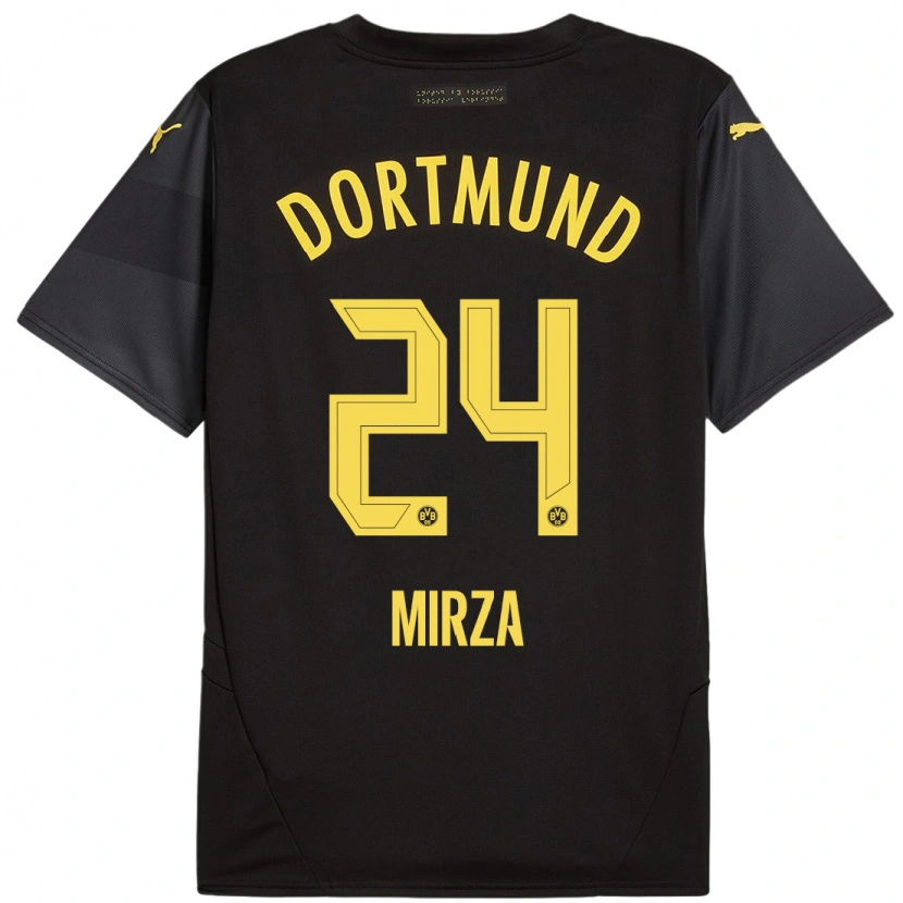 Danxen Kinderen Marwan-Omir Mirza #24 Zwart Geel Uitshirt Uittenue 2024/25 T-Shirt