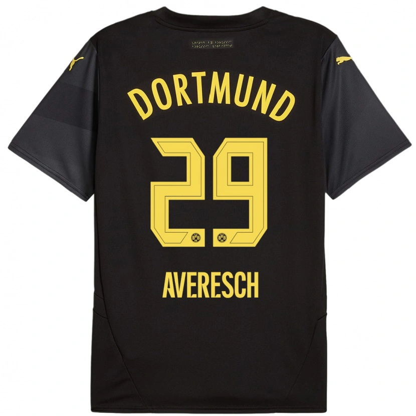 Danxen Kinderen Noah Averesch #29 Zwart Geel Uitshirt Uittenue 2024/25 T-Shirt