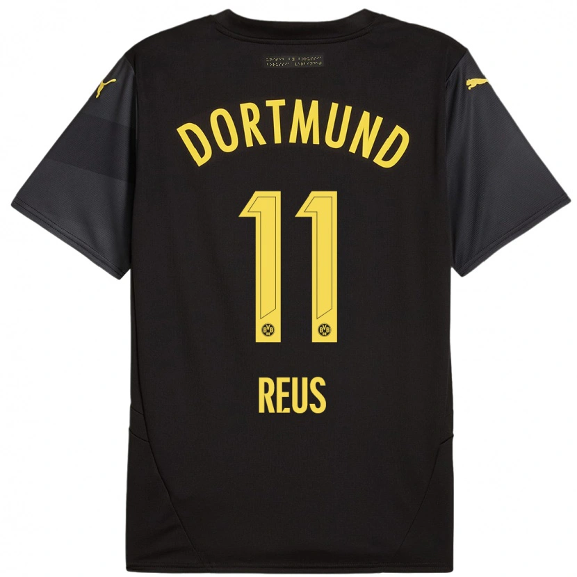 Danxen Kinderen Marco Reus #11 Zwart Geel Uitshirt Uittenue 2024/25 T-Shirt