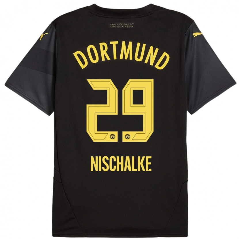 Danxen Kinderen Jermain Nischalke #29 Zwart Geel Uitshirt Uittenue 2024/25 T-Shirt