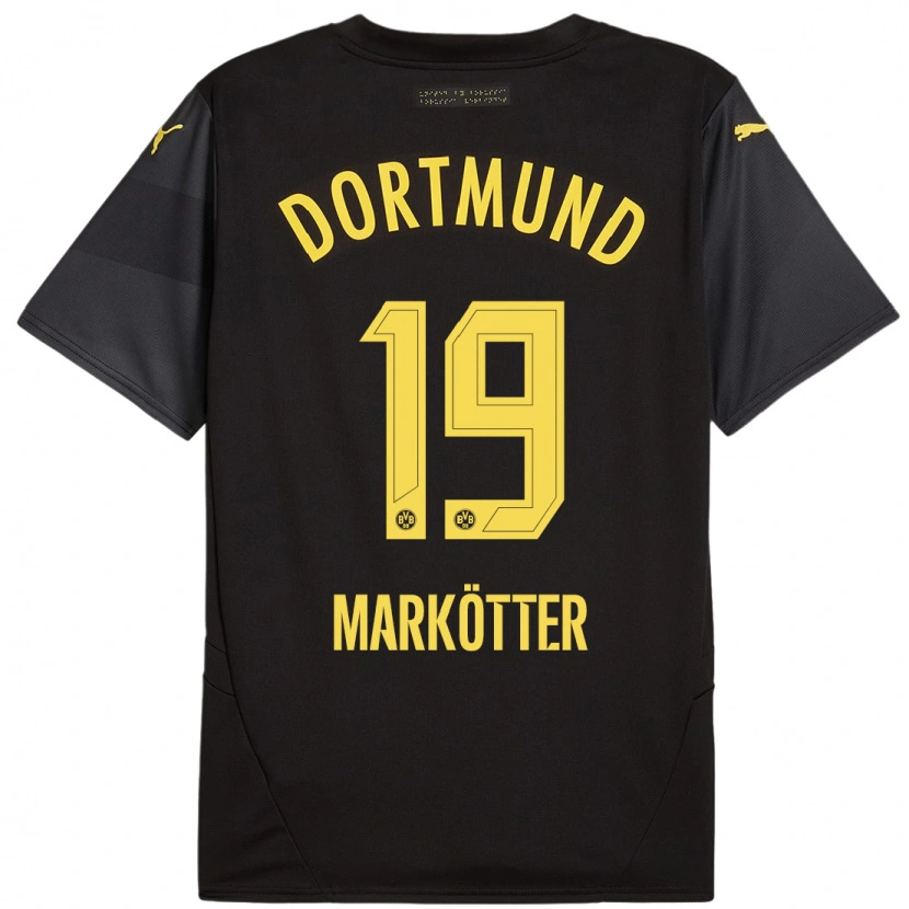 Danxen Kinderen Jonah Markötter #19 Zwart Geel Uitshirt Uittenue 2024/25 T-Shirt