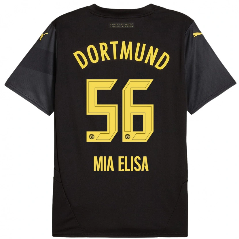 Danxen Kinderen Bomnuter Mia Elisa #56 Zwart Geel Uitshirt Uittenue 2024/25 T-Shirt