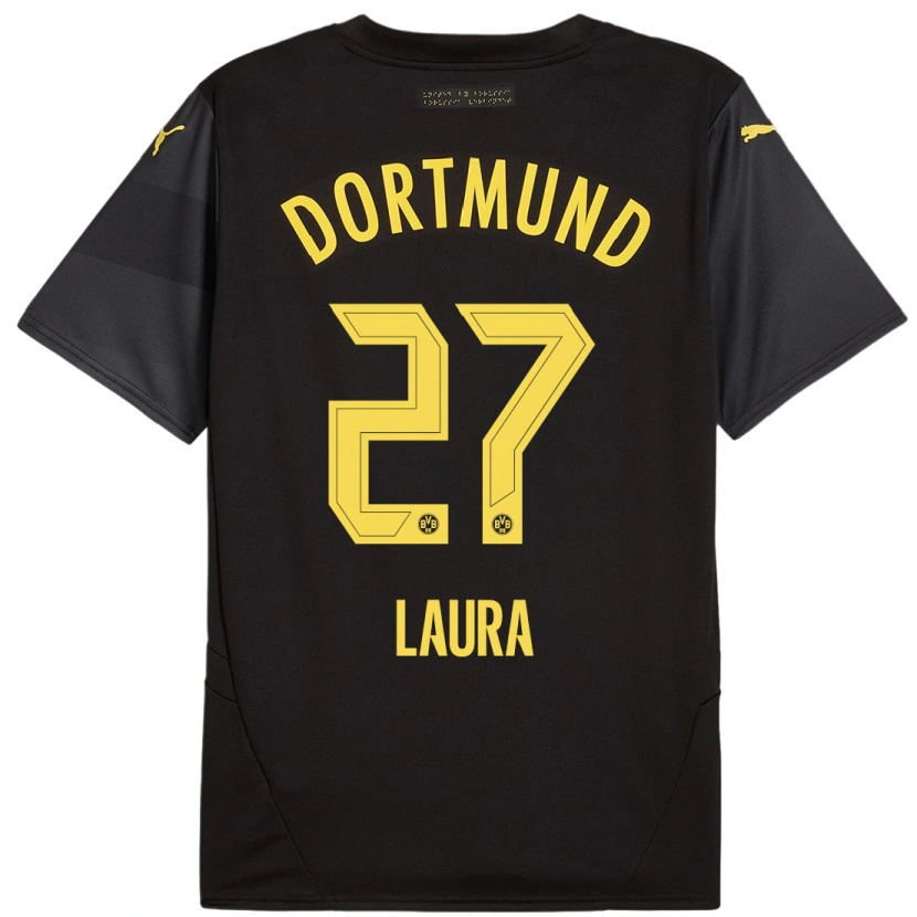 Danxen Kinderen Van Der Heijden Laura #27 Zwart Geel Uitshirt Uittenue 2024/25 T-Shirt