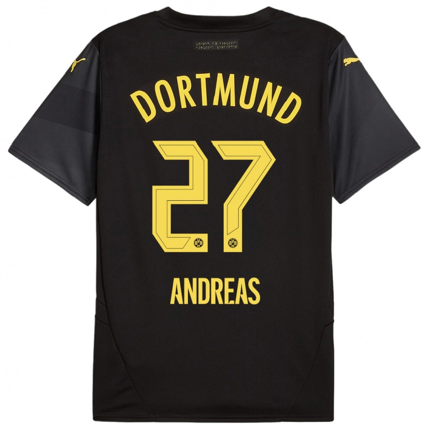 Danxen Kinderen Kuno Andreas #27 Zwart Geel Uitshirt Uittenue 2024/25 T-Shirt