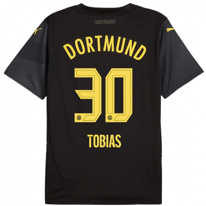 Danxen Kinderen Vogt Tobias #30 Zwart Geel Uitshirt Uittenue 2024/25 T-Shirt