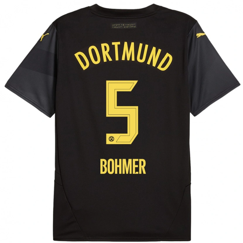 Danxen Kinderen Tim Bohmer #5 Zwart Geel Uitshirt Uittenue 2024/25 T-Shirt