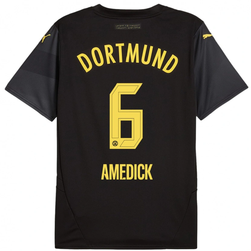 Danxen Kinderen Maik Amedick #6 Zwart Geel Uitshirt Uittenue 2024/25 T-Shirt