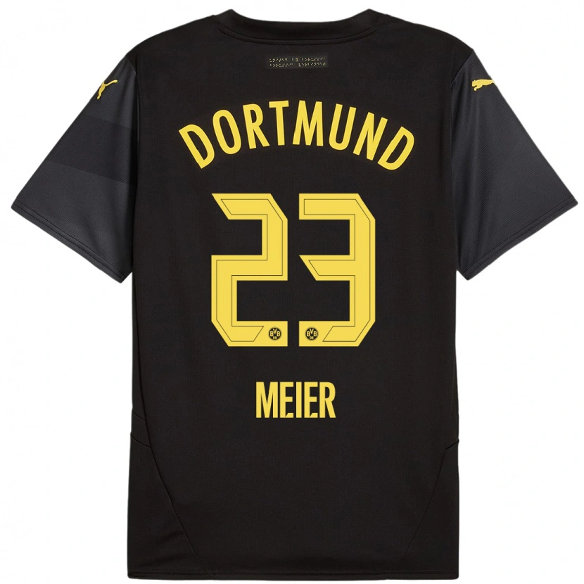 Danxen Kinderen Maximilian Meier #23 Zwart Geel Uitshirt Uittenue 2024/25 T-Shirt