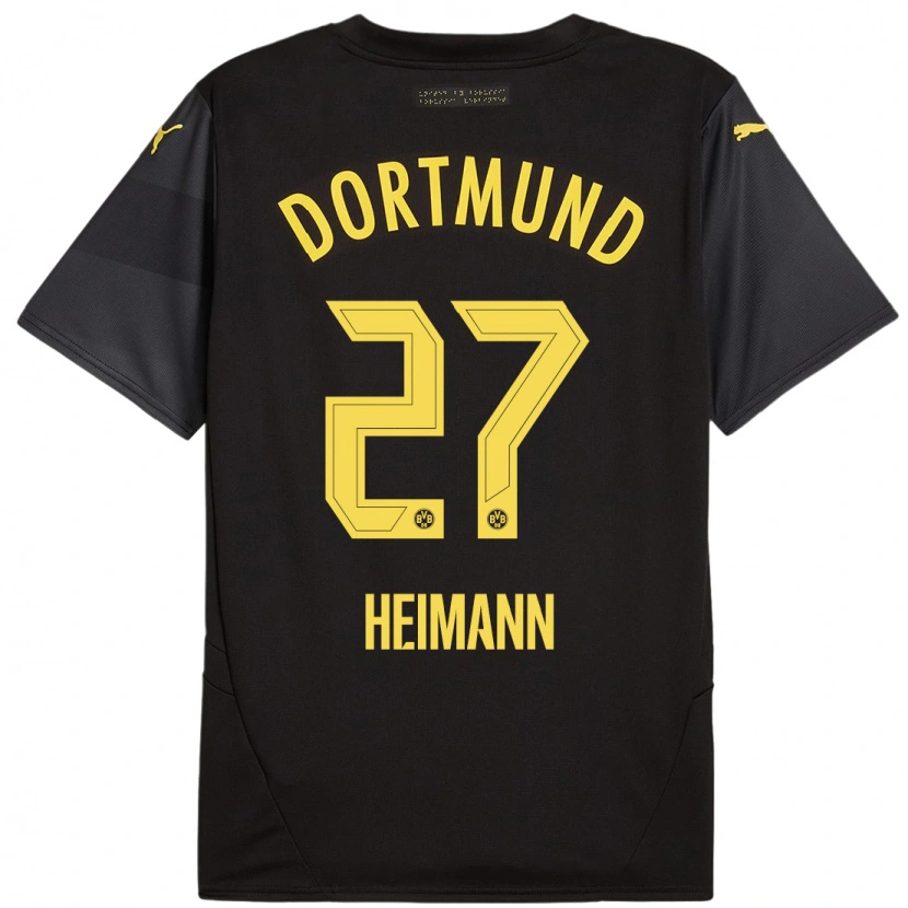 Danxen Kinderen Wesley Heimann #27 Zwart Geel Uitshirt Uittenue 2024/25 T-Shirt