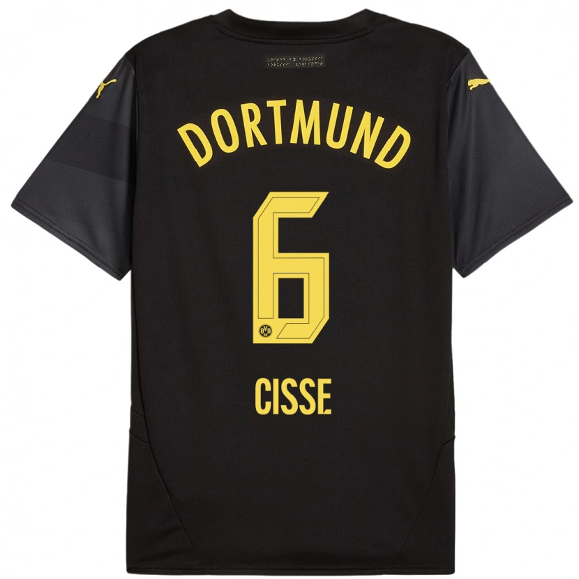 Danxen Kinderen Faroukou Cisse #6 Zwart Geel Uitshirt Uittenue 2024/25 T-Shirt