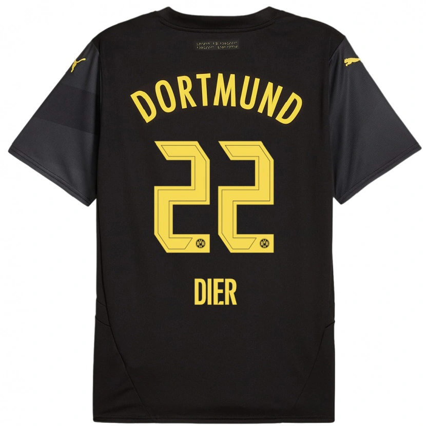 Danxen Kinderen Henrik Dier #22 Zwart Geel Uitshirt Uittenue 2024/25 T-Shirt