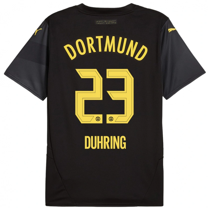 Danxen Kinderen Marc Niclas Duhring #23 Zwart Geel Uitshirt Uittenue 2024/25 T-Shirt