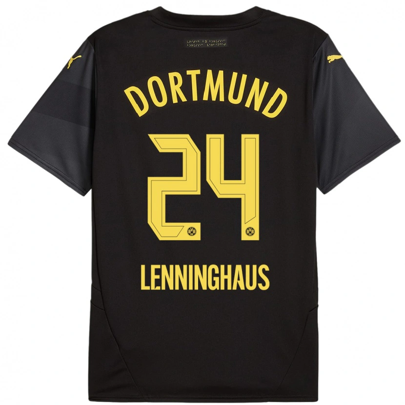 Danxen Kinderen Mika Lenninghaus #24 Zwart Geel Uitshirt Uittenue 2024/25 T-Shirt