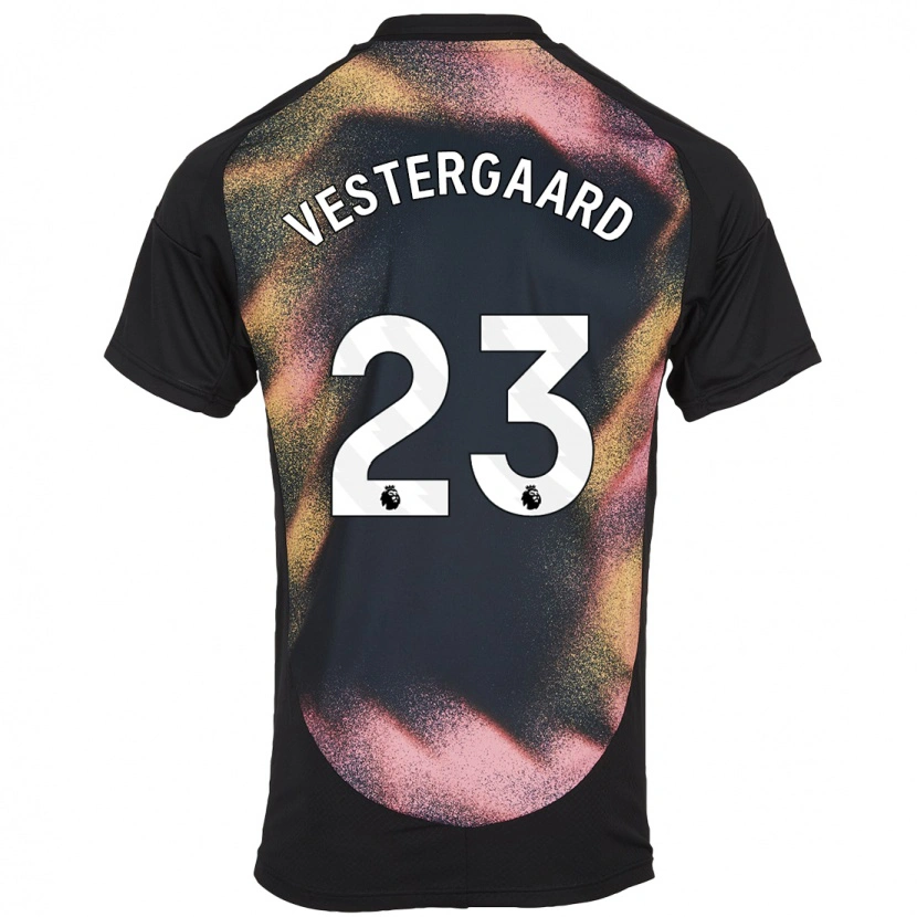 Danxen Kinderen Jannik Vestergaard #23 Zwart Wit Uitshirt Uittenue 2024/25 T-Shirt