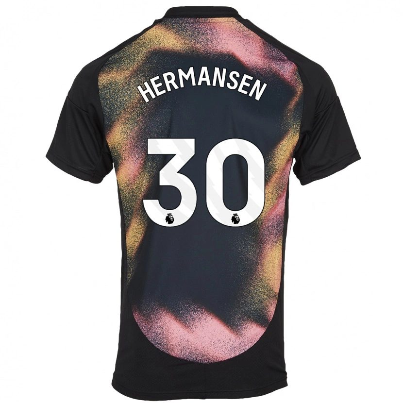 Danxen Kinderen Mads Hermansen #30 Zwart Wit Uitshirt Uittenue 2024/25 T-Shirt