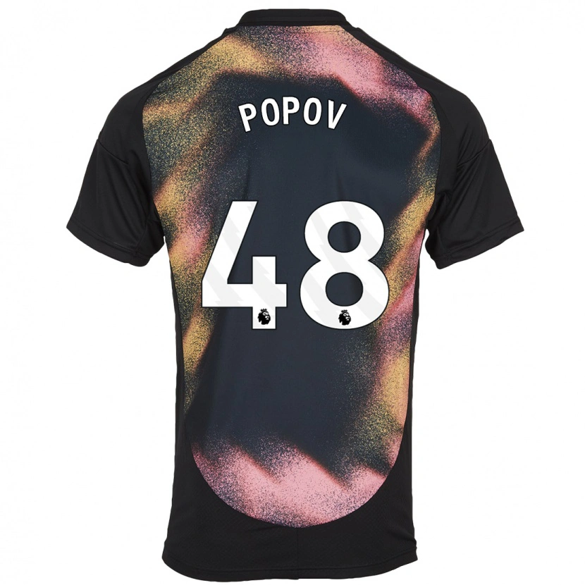 Danxen Kinderen Chris Popov #48 Zwart Wit Uitshirt Uittenue 2024/25 T-Shirt