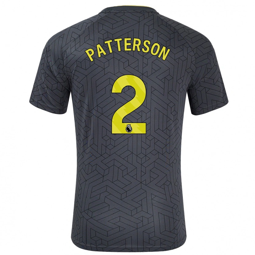 Danxen Kinderen Nathan Patterson #2 Zwart Geel Uitshirt Uittenue 2024/25 T-Shirt