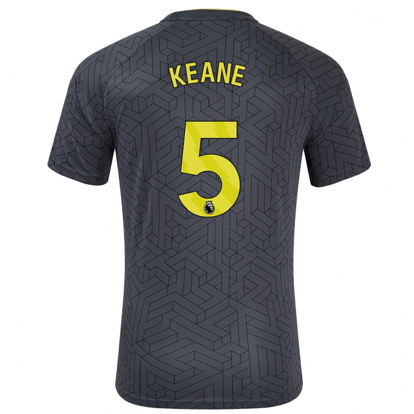 Danxen Kinderen Michael Keane #5 Zwart Geel Uitshirt Uittenue 2024/25 T-Shirt