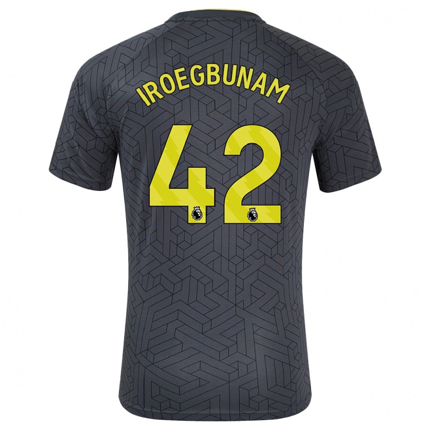 Danxen Kinderen Tim Iroegbunam #42 Zwart Geel Uitshirt Uittenue 2024/25 T-Shirt