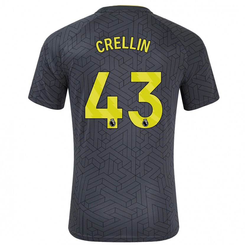 Danxen Kinderen Billy Crellin #43 Zwart Geel Uitshirt Uittenue 2024/25 T-Shirt