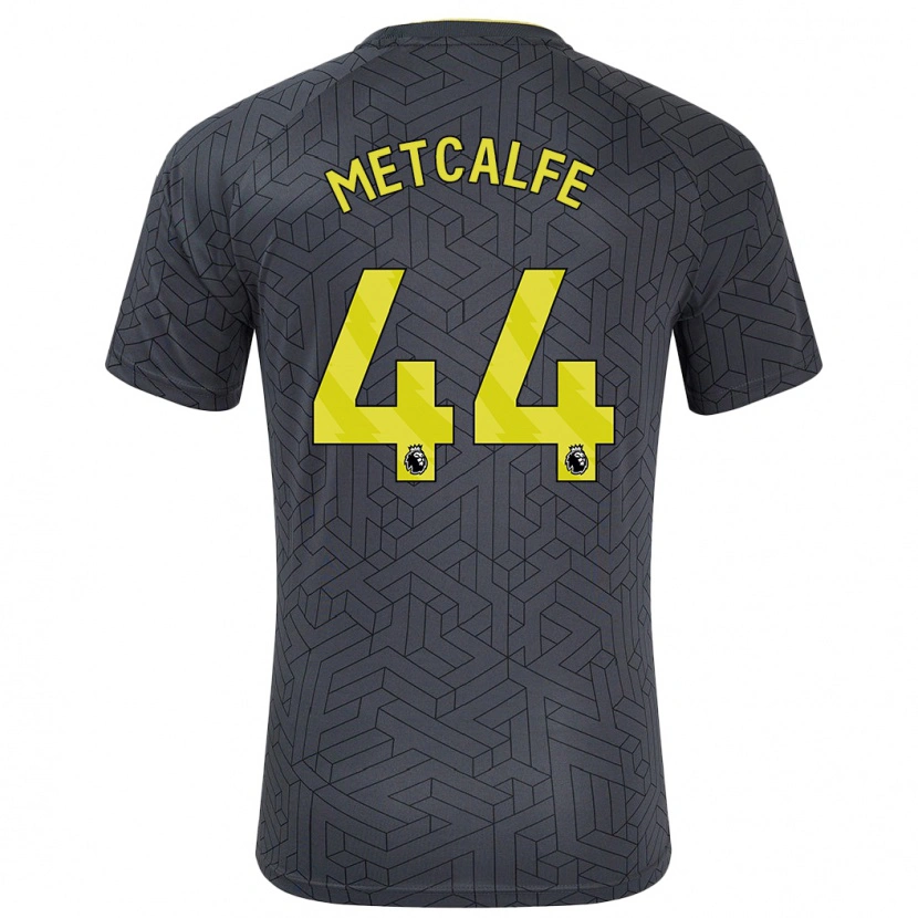 Danxen Kinderen Jenson Metcalfe #44 Zwart Geel Uitshirt Uittenue 2024/25 T-Shirt