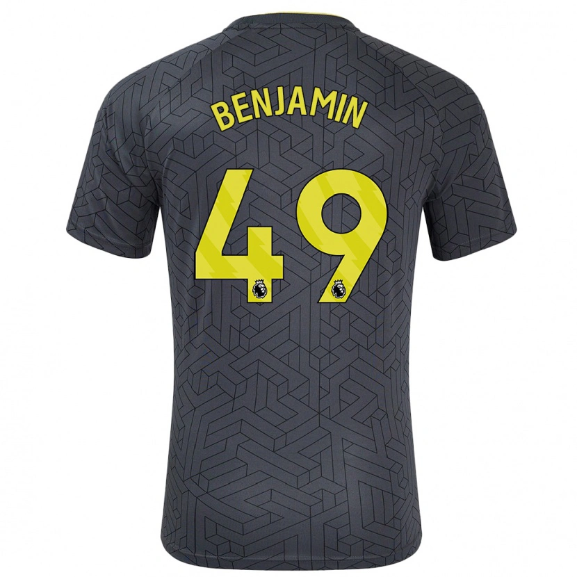 Danxen Kinderen Omari Benjamin #49 Zwart Geel Uitshirt Uittenue 2024/25 T-Shirt