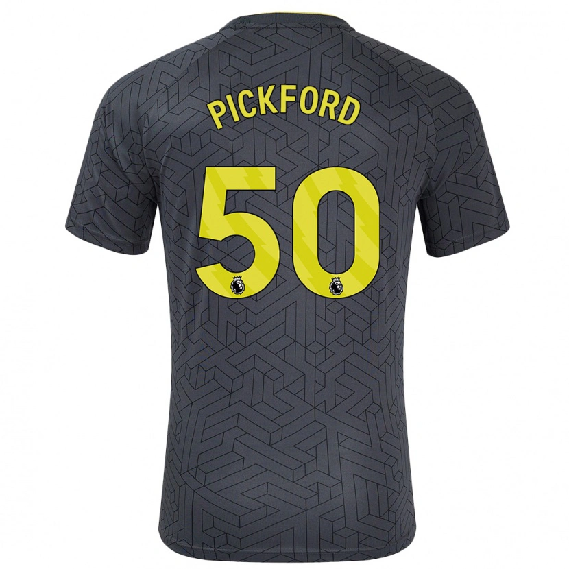 Danxen Kinderen George Pickford #50 Zwart Geel Uitshirt Uittenue 2024/25 T-Shirt