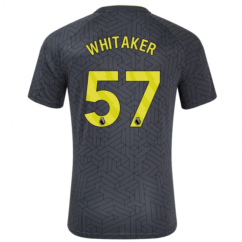 Danxen Kinderen Charlie Whitaker #57 Zwart Geel Uitshirt Uittenue 2024/25 T-Shirt