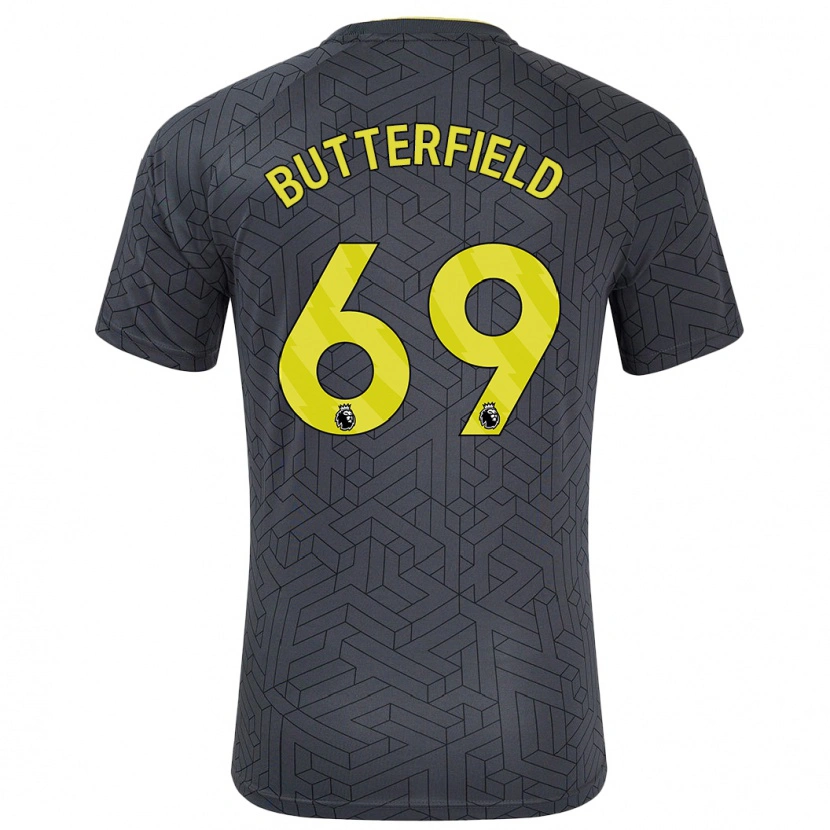 Danxen Kinderen Luke Butterfield #69 Zwart Geel Uitshirt Uittenue 2024/25 T-Shirt