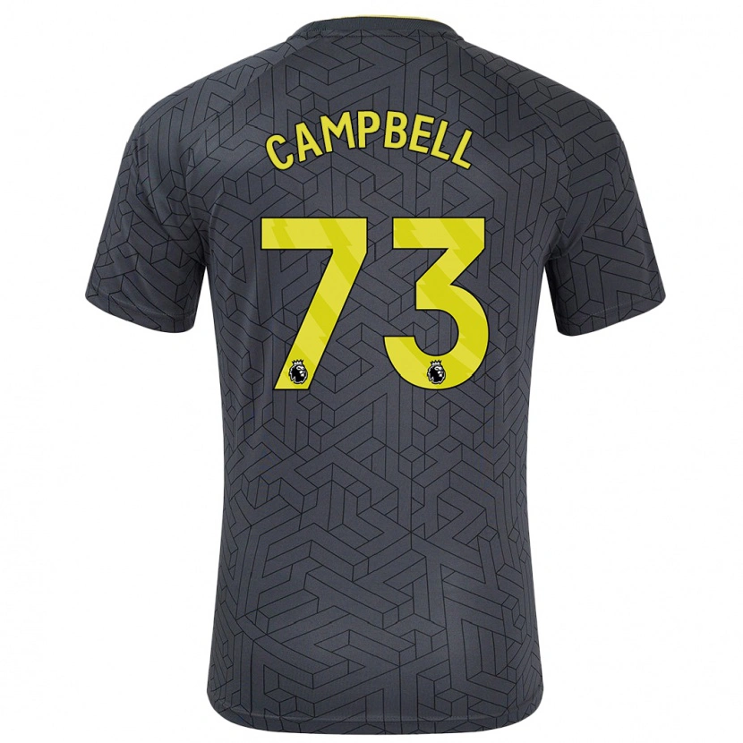 Danxen Kinderen Elijah Campbell #73 Zwart Geel Uitshirt Uittenue 2024/25 T-Shirt