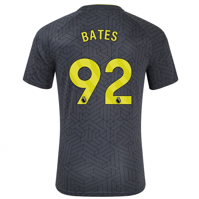 Danxen Kinderen Callum Bates #92 Zwart Geel Uitshirt Uittenue 2024/25 T-Shirt