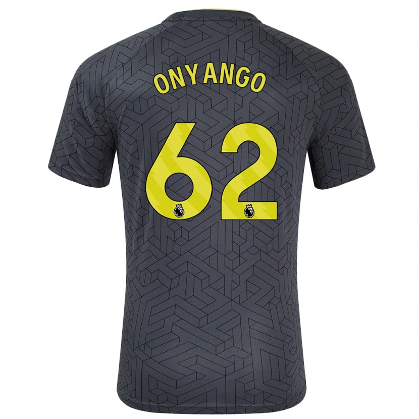 Danxen Kinderen Tyler Onyango #62 Zwart Geel Uitshirt Uittenue 2024/25 T-Shirt