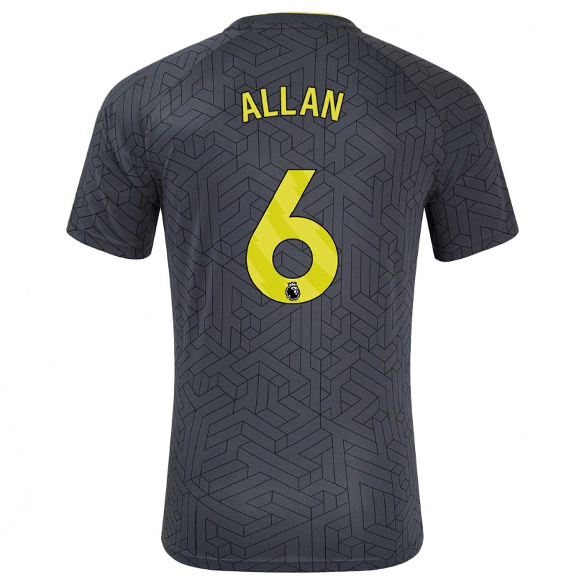 Danxen Kinderen Allan #6 Zwart Geel Uitshirt Uittenue 2024/25 T-Shirt