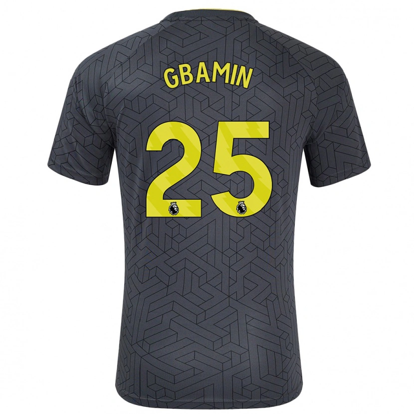 Danxen Kinderen Jean-Philippe Gbamin #25 Zwart Geel Uitshirt Uittenue 2024/25 T-Shirt