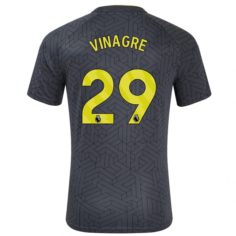 Danxen Kinderen Ruben Vinagre #29 Zwart Geel Uitshirt Uittenue 2024/25 T-Shirt