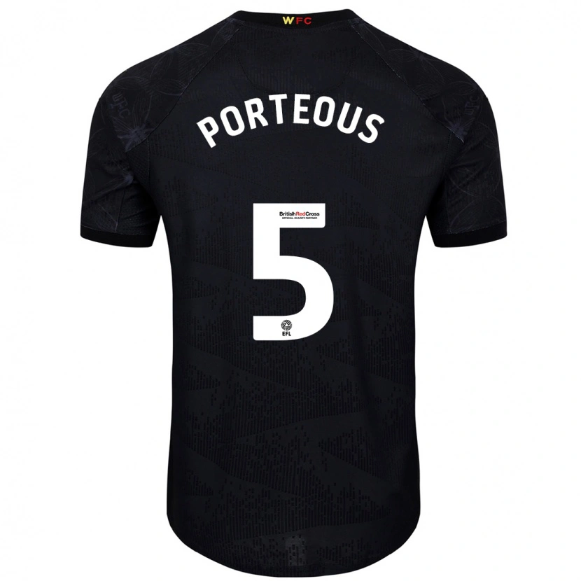 Danxen Kinderen Ryan Porteous #5 Zwart Wit Uitshirt Uittenue 2024/25 T-Shirt