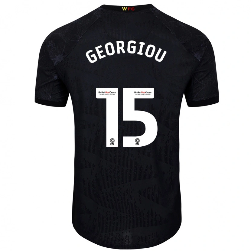 Danxen Kinderen Andria Georgiou #15 Zwart Wit Uitshirt Uittenue 2024/25 T-Shirt