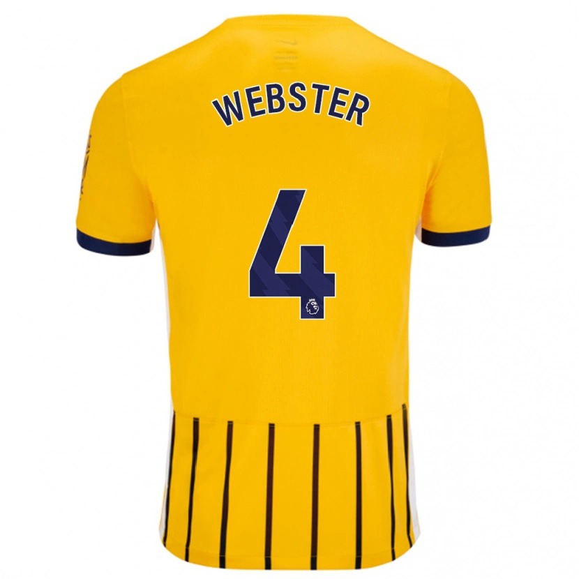 Danxen Kinderen Adam Webster #4 Goud Blauw Krijtstrepen Uitshirt Uittenue 2024/25 T-Shirt