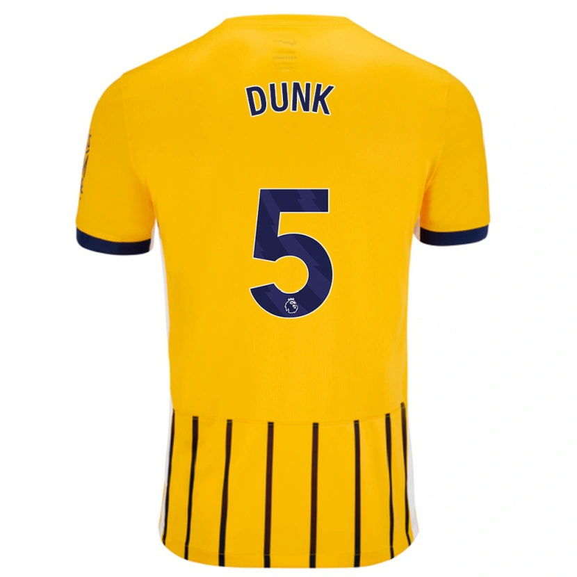 Danxen Kinderen Lewis Dunk #5 Goud Blauw Krijtstrepen Uitshirt Uittenue 2024/25 T-Shirt