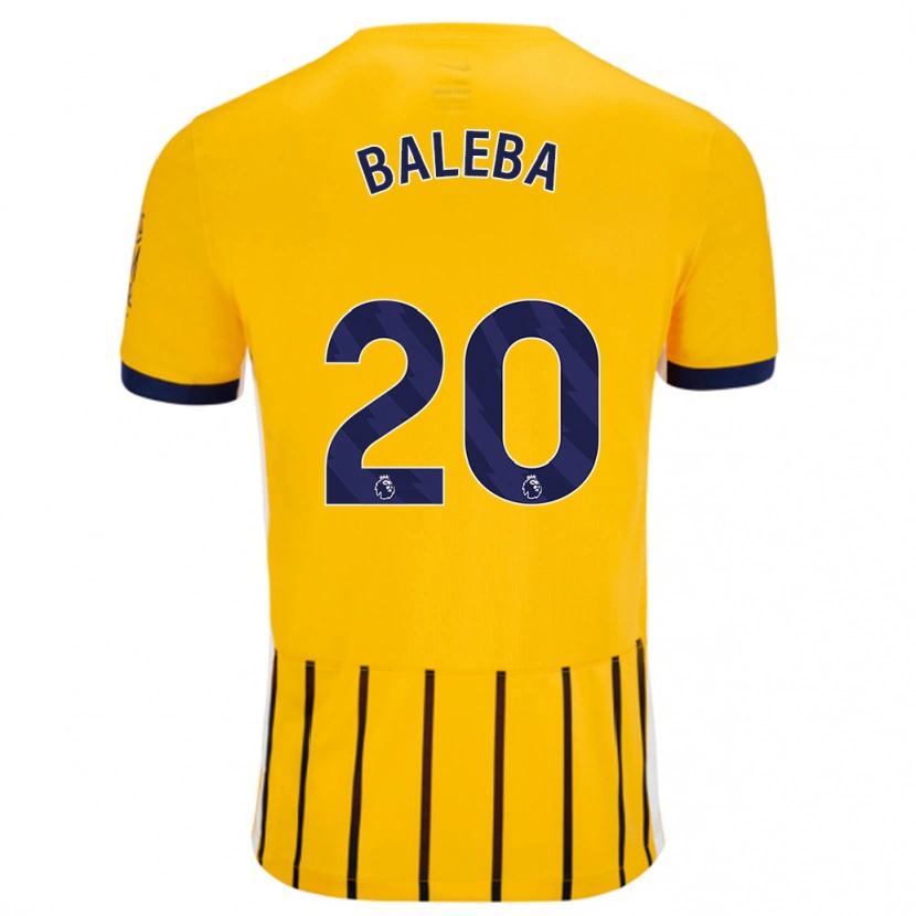 Danxen Kinderen Carlos Baleba #20 Goud Blauw Krijtstrepen Uitshirt Uittenue 2024/25 T-Shirt