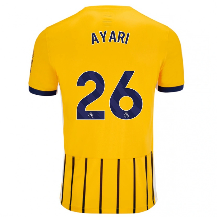 Danxen Kinderen Yasin Ayari #26 Goud Blauw Krijtstrepen Uitshirt Uittenue 2024/25 T-Shirt