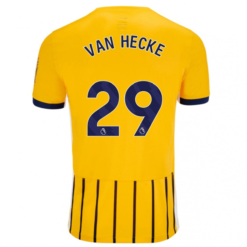 Danxen Kinderen Jan Paul Van Hecke #29 Goud Blauw Krijtstrepen Uitshirt Uittenue 2024/25 T-Shirt