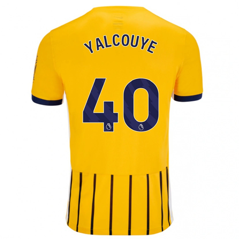 Danxen Kinderen Malick Junior Yalcouyé #40 Goud Blauw Krijtstrepen Uitshirt Uittenue 2024/25 T-Shirt