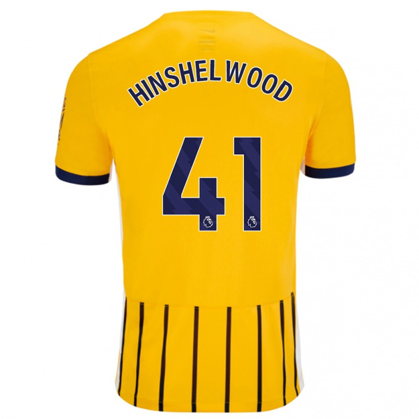 Danxen Kinderen Jack Hinshelwood #41 Goud Blauw Krijtstrepen Uitshirt Uittenue 2024/25 T-Shirt