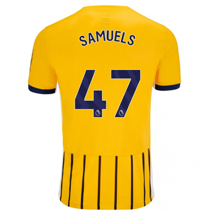 Danxen Kinderen Imari Samuels #47 Goud Blauw Krijtstrepen Uitshirt Uittenue 2024/25 T-Shirt