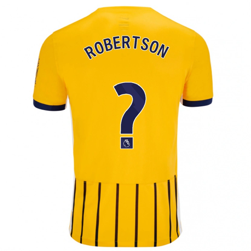 Danxen Kinderen Josh Robertson #0 Goud Blauw Krijtstrepen Uitshirt Uittenue 2024/25 T-Shirt